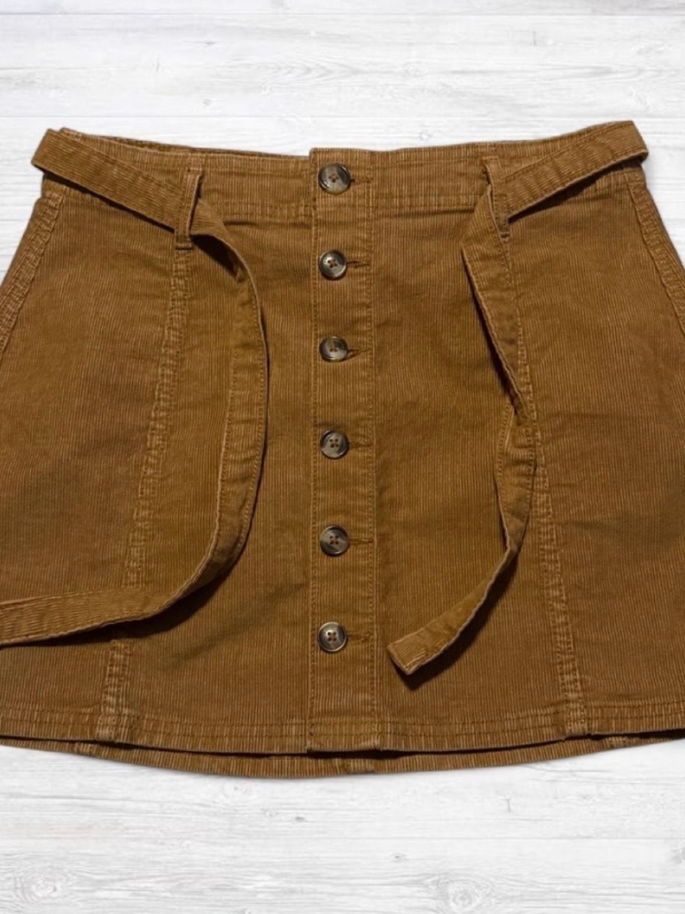American Eagle Outfitters Tan Brown Corduroy Button-Front Mini Skirt